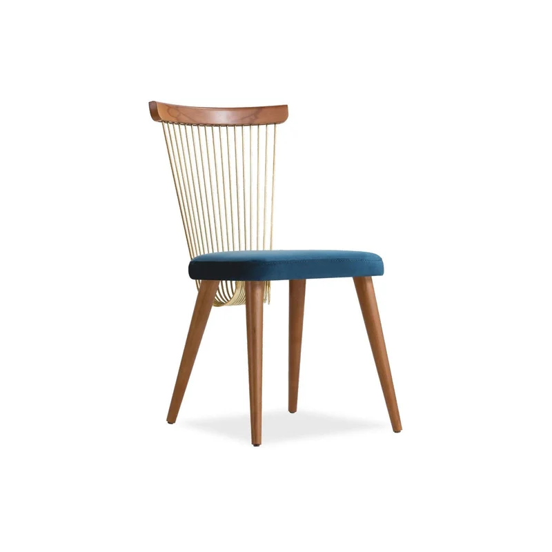 Flo Dining Chair – Teal Seat, Wooden Frame