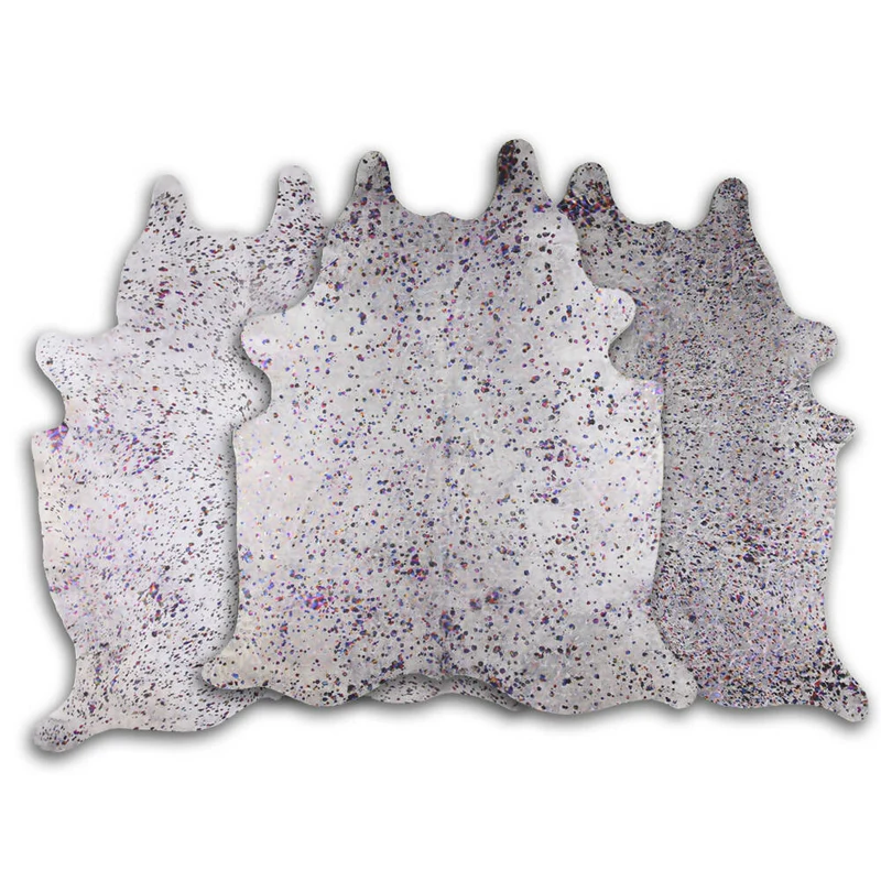 DEKOLAND - Rainbow/Colorful Metallic on White Cowhide
